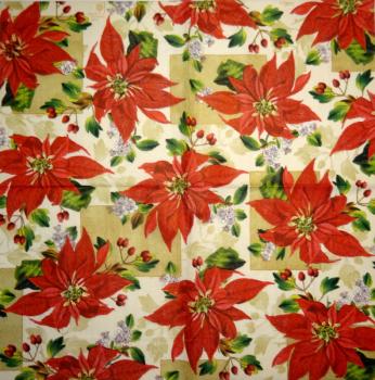 085 Weihnachten Blumen - 3-lagig (creme/Rand grün) - Ihr